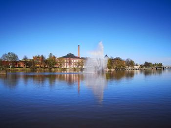 Reflection of buildings in lake