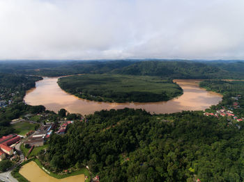 High angle view of landscape against sky