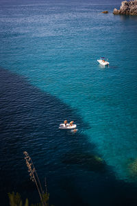 High angle view of boat in sea