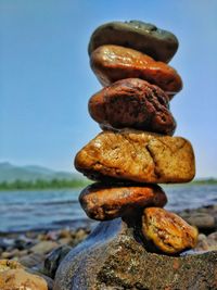 Stack of stones on shore