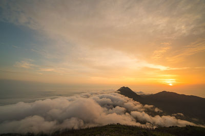 Scenic view of cloudscape during sunset, sunset peak, lantau. 