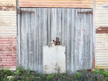 Close-up of damaged door