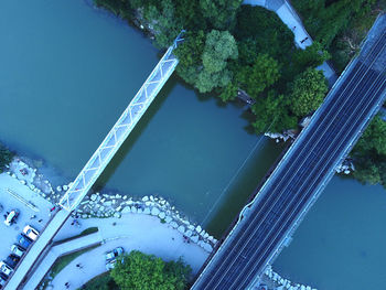 High angle view of buildings in city