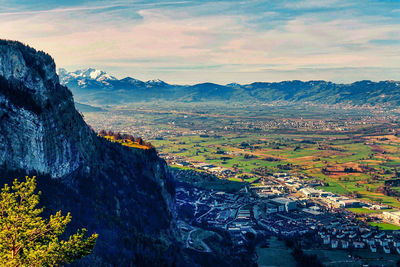 Scenic view of landscape against cloudy sky