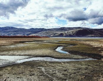 Scenic view of land against sky