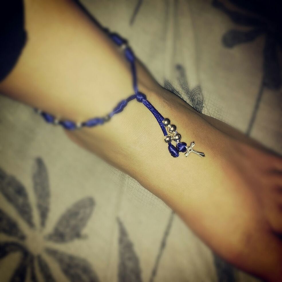 The bracelet I got today while visiting my grandpa's grave. Turned it into a ankle bracelet. I'll never take it off.