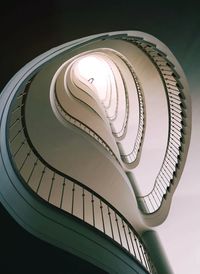 Low angle view of spiral stairs against clear sky