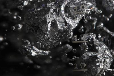 Close-up of water in transparent measuring jug