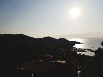 Scenic view of sea against clear sky during sunset