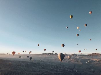 Hot air balloons flying in sky