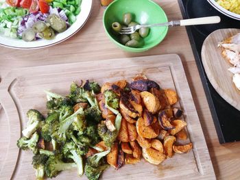 High angle view of food on table