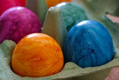 Close-up of multi colored easter eggs