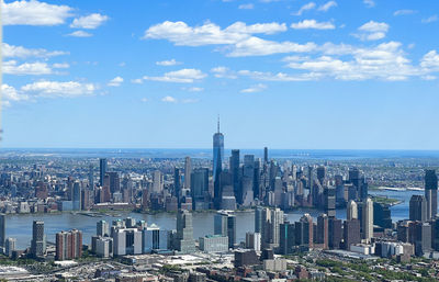High angle view of cityscape against sky