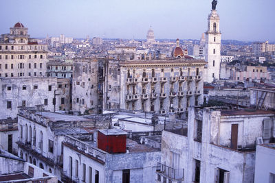 High angle view of buildings in city