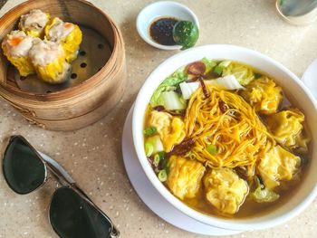 High angle view of food in bowl