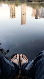 Low section of man on lake