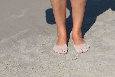 Low section of woman standing on beach