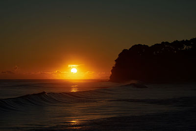 Scenic view of sea against sky during sunset