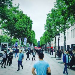 People walking on road in city