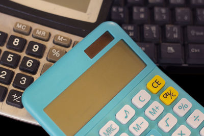 High angle view of computer keyboard