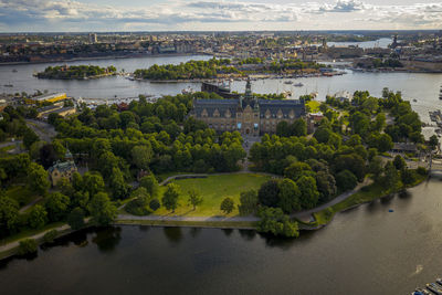 Scenic view of canal in royal garden stockholm