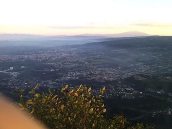 View of cityscape at sunset