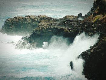 Water splashing on rocks