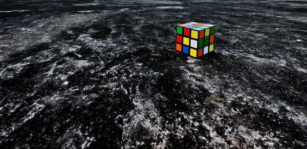 High angle view of multi colored floating on water