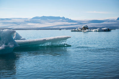 Scenic view of frozen sea against sky