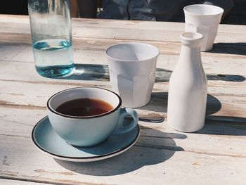 Close-up of coffee cup on table