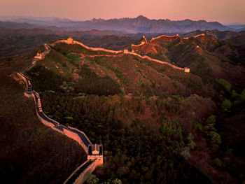 High angle view of mountain range