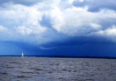 Scenic view of sea against cloudy sky