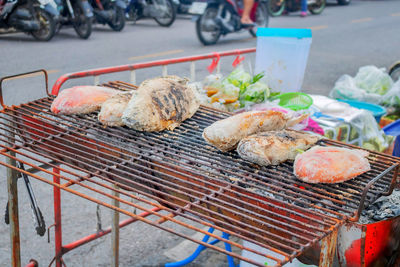 High angle view of fish for sale at market