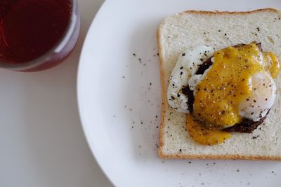 Close-up of breakfast served on table