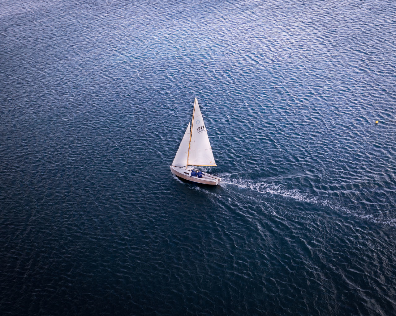 water, nautical vessel, transportation, mode of transportation, sea, sailing, sailboat, vehicle, boat, ship, high angle view, nature, travel, yacht, beauty in nature, day, reflection, outdoors, motion, watercraft, sailing ship, scenics - nature, tranquility, blue, yachting, no people, ocean, mast, rippled, on the move, tranquil scene