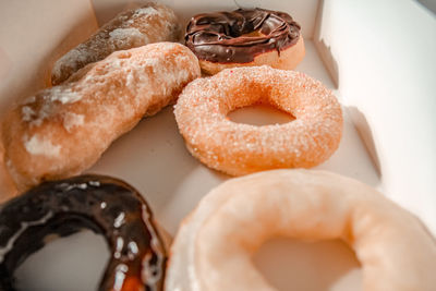 High angle view of dessert on table