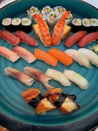 High angle view of seafood in plate