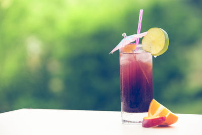 Close-up of drink on table