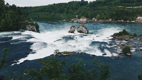 Water flowing through rocks