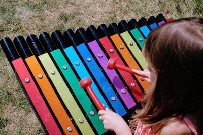 Girl playing musical instrument