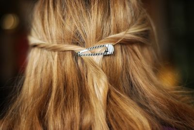 Close-up of woman with hair clip