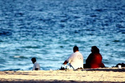 People sitting in water