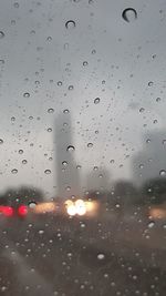 Close-up of water drops on glass