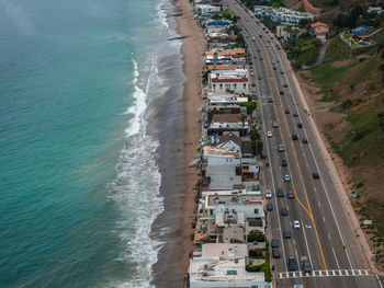 High angle view of city street