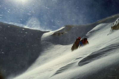 High angle view of person skiing in snow