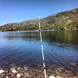 Scenic view of lake and mountains