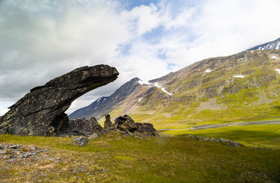 Large rock formation in sarek national park, sweden. 