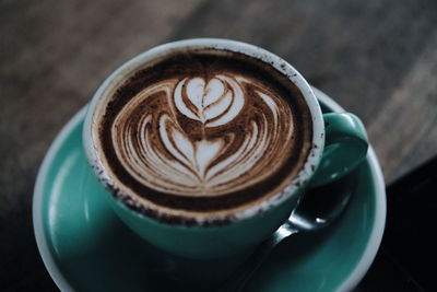 High angle view of coffee on table