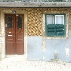 Closed door of building