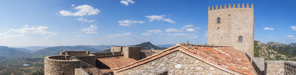 Low angle view of old ruins against sky